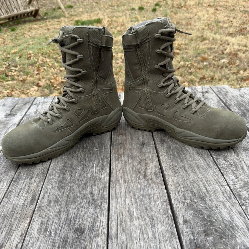 Reebok Rapid Response Sage Green Tactical Side Zip Boots RB8990 Mens‎ 12M EH